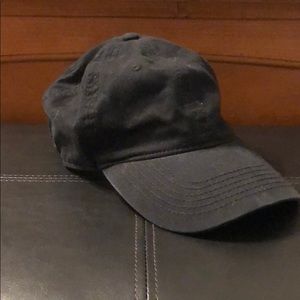 Black Baseball Cap with Brown Leather Strap